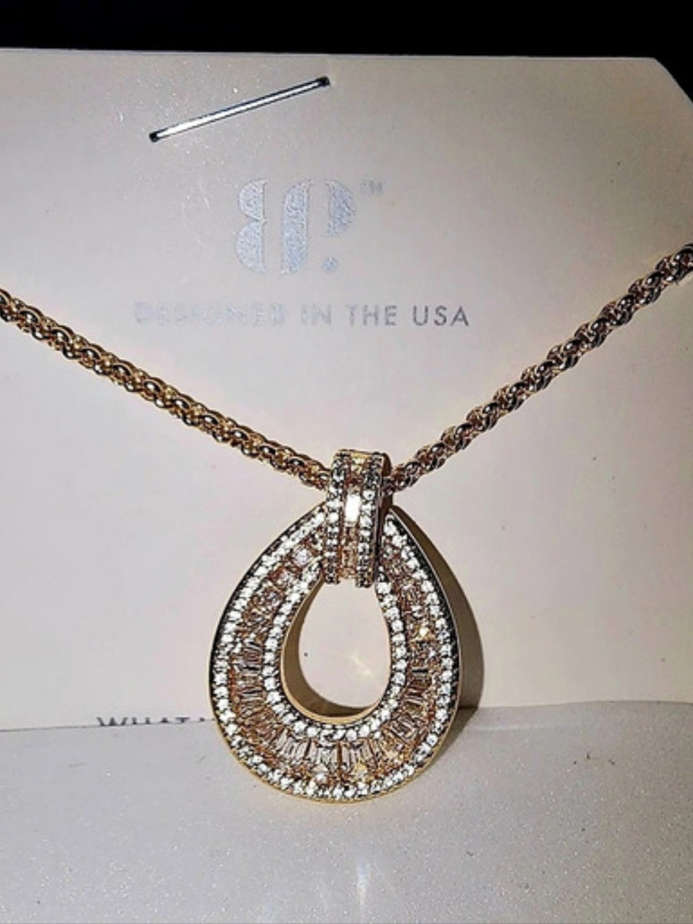Bomb Party Beautiful In The Detail Gold CZ Pendant Necklace NWT